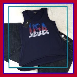 NWT ROCK & REPUBLIC BLUE SLEEVELESS USA TANK S